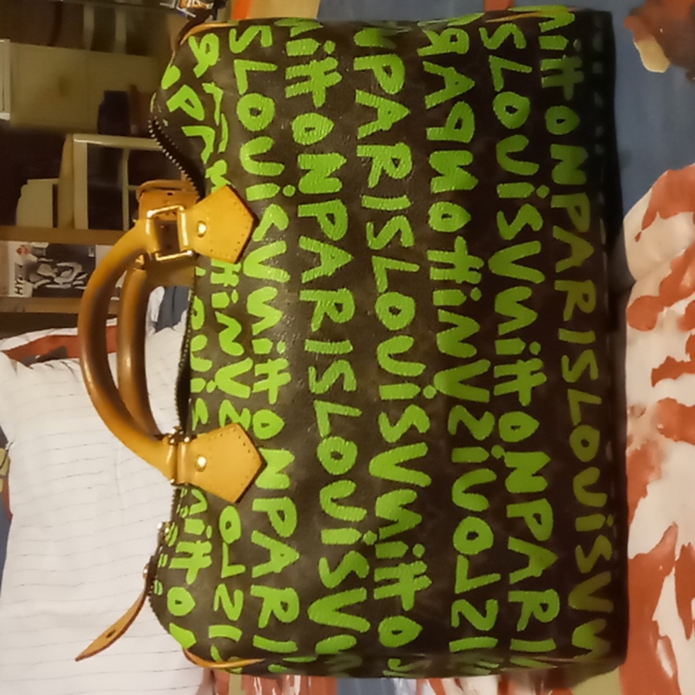 LV Neon Green Graffiti Speedy 30